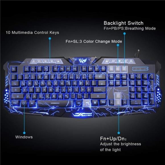 Gaming Keyboard and Mouse,USB Wired Backlit Gaming Mouse and Keyboard Combo - Picture 5 of 7